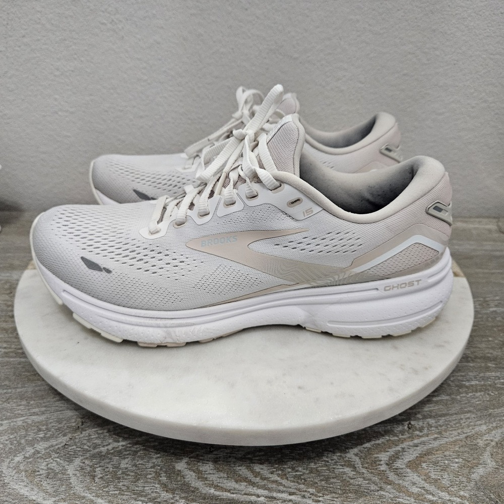 Brooks Ghost 15 Womens 9.5 B Shoes White Running Walking Sneaker 1203801B189 - Picture 6 of 10